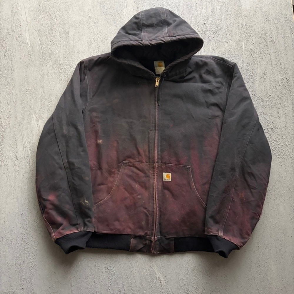 Vintage Carhartt  Hooded Jacket 2XL Black 2000s Sun Faded Distressed